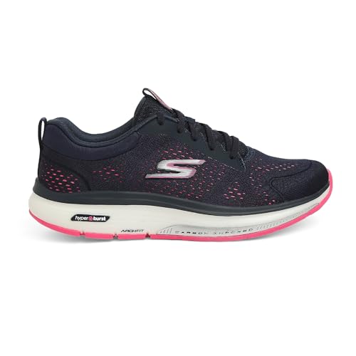 Skechers Mädchen 124933 Nvhp Sportschuhe, Marineblauer Stoff mit Pinkem Rand, 35 EU von Skechers