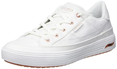 Skechers Mädchen Arch Fit Arcade Sneaker, Weiße Leinwand mit Rotgoldfarbenem Rand, 35.5 EU von Skechers