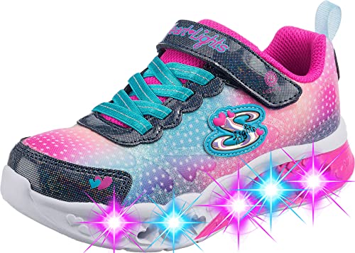 Skechers Mädchen Flutter Heart Lights Simply Love Sneaker, Navy Synthetic Mesh, 33.5 EU von Skechers