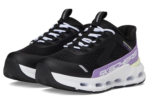 Skechers Glide-Step + Vista Lane Sneaker, Black Synthetic/Purple Trim, 33.5 EU von Skechers