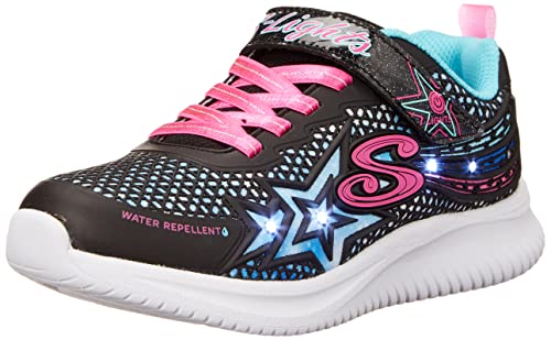 Skechers Mädchen Jumpsters Wishful Star Sneaker, Black Synthetic Pink Trim, 28.5 EU von Skechers