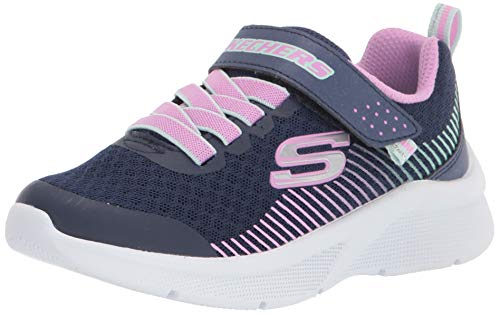 Skechers Mädchen Micro Specification Sneaker, Navy Mesh Lavender Mint Trim, 35.5 EU von Skechers