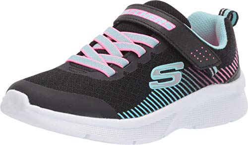 Skechers Mädchen Microspec Sneaker, Black Mesh Aqua Neon Pink Trim, 35.5 EU von Skechers