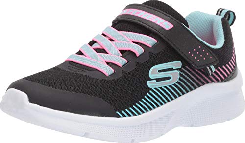 Skechers Mädchen Microspec Sneaker, Black Mesh Aqua & Neon Pink Trim, 32 EU von Skechers