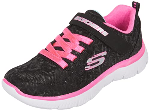 Skechers Mädchen Summits Sneaker, Black Sparkle Mesh Neon Pink Trim, 27 EU von Skechers