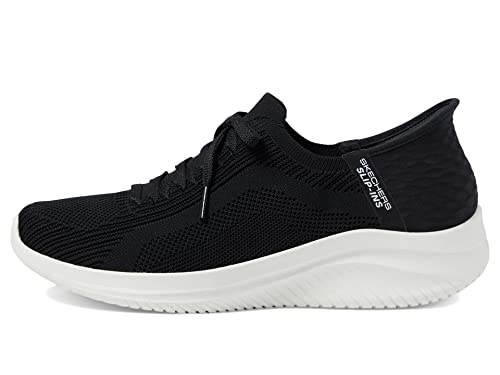 Skechers Mädchen Ultra Flex 3.0 Hausschuh, Schwarzer Strick mit Weißem Rand, 35.5 EU von Skechers