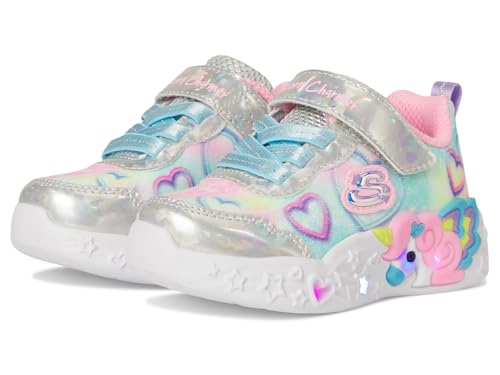 Skechers Jungen Mädchen Unicorn Charmer Lil Heart Sneaker, Silver Sparkle Mesh/Multi Trim, 22 EU von Skechers