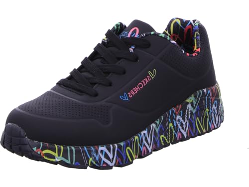 Skechers Mädchen Uno Lite Lovely Luv Sneaker, Black Synthetic Multi Trim, 33.5 EU von Skechers