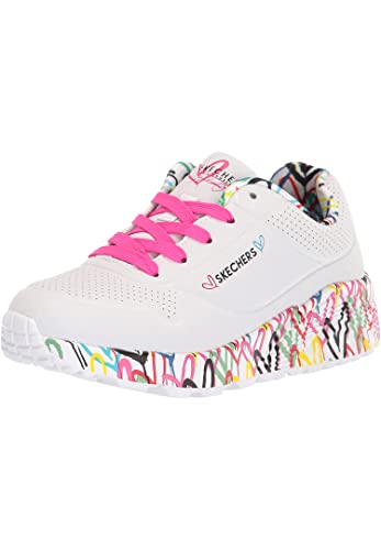 Skechers Mädchen Uno Lite Lovely Luv Sneaker, White Synthetic H Pink Trim, 28 EU von Skechers