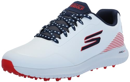 Skechers Max 2 Arch Fit Herren Golfschuh-Sneaker, wasserdicht, Spikeless, Weiß/Marineblau/Rot, 45.5 EU Skechers Max 2 Arch Fit Herren Golfschuh-Sneaker, wasserdicht, Spikeless, Weiß/Marineblau/Rot, 45.5 EU von Skechers