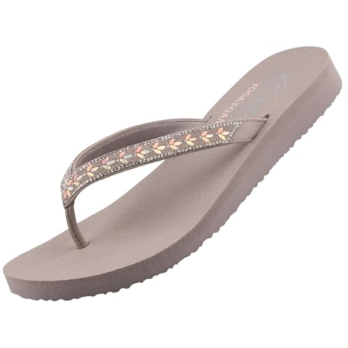 Skechers Meditation Lucky One Damen Zehentrenner Taupe/Multi EU 40 von Skechers