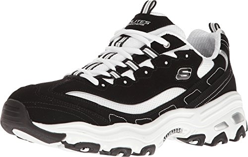 Skechers Herren D'Lites Sneaker, Black Trubuck/White Mesh/Silver Trim, 46 EU von Skechers