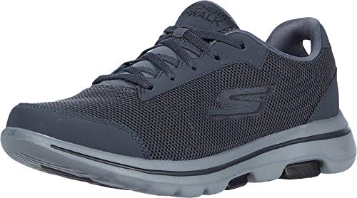 Skechers Herren Gowalk 5 Qualify-Athletic Mesh Lace Up Performance Walking Shoe Sneaker, Dunkelgrau/Schwarz 2, 43 EU X-Weit von Skechers