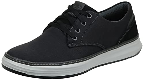 Skechers Men's Moreno Canvas Oxford Shoe, Black/Black, 43 EU Weit von Skechers