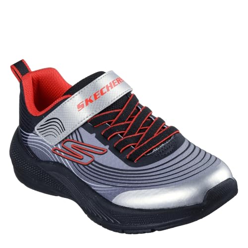 Skechers Microspec Advance Sneaker, Black & Charcoal Textile/Silver Synthetic, 25 EU von Skechers