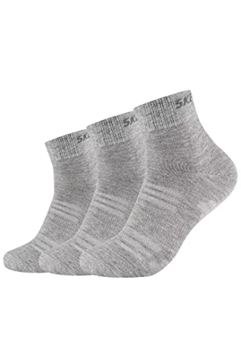 Skechers Unisex Quarter Socken, 3er Pack - Basic Kurzsocken, Mesh Ventilation Grau 35-38 von Skechers