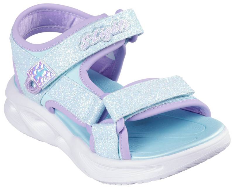 Skechers SOLA GLOW SANDAL Sandale, Klettschuh, mit Glitzer, Blinkfunktion, Größenschablone zum Download von Skechers