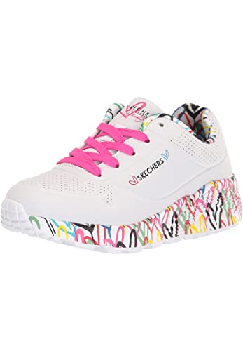 Skechers Mädchen Uno Lite Lovely Luv Sneaker, White Synthetic H. Pink Trim, 39 EU von Skechers