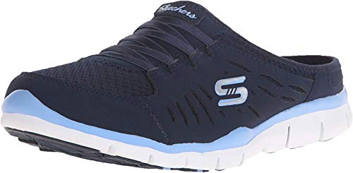 Skechers Sport Women's Gratis-No Limits Slip-On Mule, Navy/Light Blue, 10 Wide von Skechers