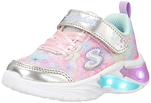 Skechers Star Sparks Unisex - Kinder,Jungen,Mädchen Sneaker,Schnürschuhe,Schnürer,Halbschuhe,Straßenschuhe,Blinklicht,Silber,34 EU / 1.5 UK von Skechers