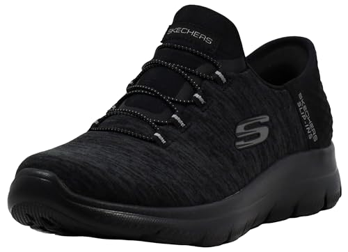 Skechers Summits Dazzling Haze Damen-Slip-In-Sneaker zum Reinschlüpfen, Schwarz/Schwarz, 11 X-Wide von Skechers