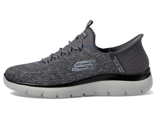 Skechers Summits Key Pace Herren-Slipper zum Reinschlüpfen, Dunkelgrau/Schwarz, 45 EU Weit von Skechers