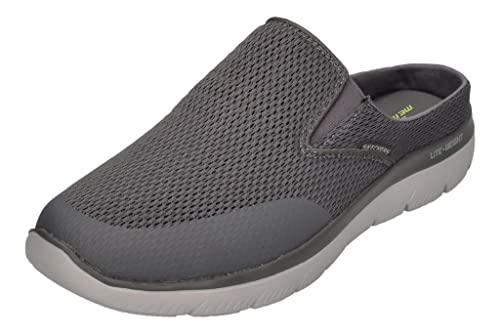 Skechers Summits Vindicator Herren Clogs Pantoletten Pantoletten Slipper Slip On Freizeitschuhe Gartenschuhe Weite: regulär, herausnehmbare Einlegesohle, grau, 46 EU von Skechers