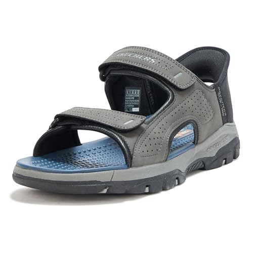 Skechers Tresmen-Reece Herren-Sandalen mit zwei Riemen, offener Zehenbereich, Zeichen, 8 Wide Skechers Tresmen-Reece Herren-Sandalen mit zwei Riemen, offener Zehenbereich, Zeichen, 8 Wide von Skechers