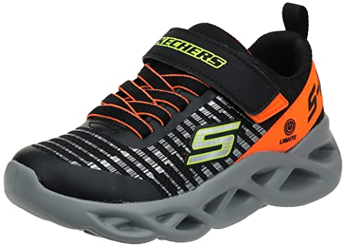 Skechers Twisty Brights NOVLO Sneaker, Black Textile/Orange & Silver Trim/Lime Tri, 34 EU von Skechers