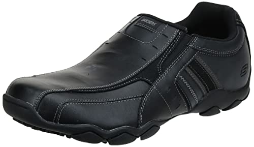 Skechers USA Herren Diameter-Nerves Slip-On Loafer, schwarzes Leder, 39 EU von Skechers