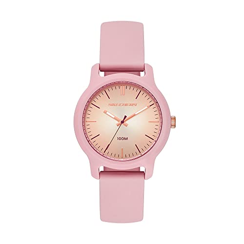 Skechers Uhr für Damen Ostrom, Dreizeiger Uhrwerk, 38MM Rosa Polycarbonat Gehäuse mit Silikonarmband, SR6266 von Skechers