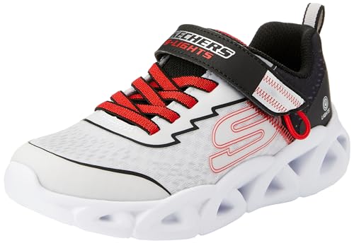 Skechers Unisex-Kinder Jungen Sneaker, Hellgrau Textil Synthetik Rot Schwarz Skechers Unisex-Kinder Jungen Sneaker, Hellgrau Textil Synthetik Rot Schwarz von Skechers