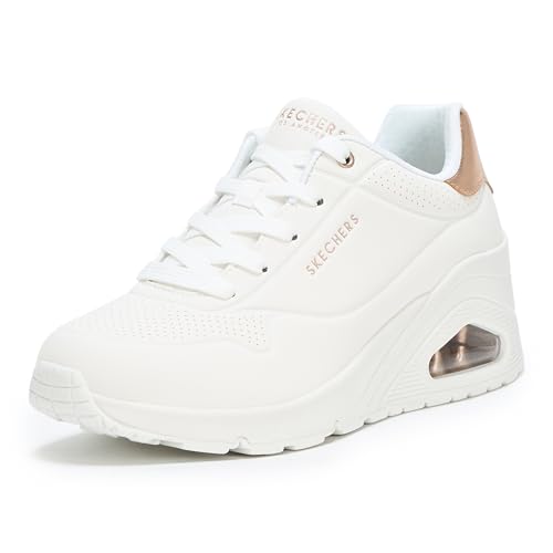 Skechers Women's UNO Wedge-Hi Steps Sneaker, Weiss/opulenter Garten, 39.5 EU von Skechers