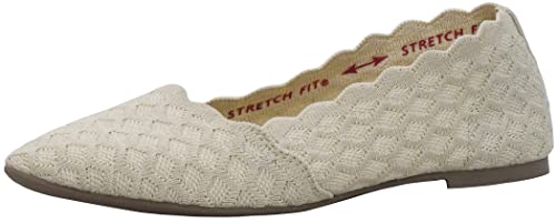Skechers Women's Cleo-Scalloped Knit Skimmer Ballet Flat Natural 8.5 von Skechers
