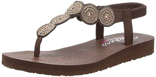 Skechers Women's Meditation-Stars And Spakle Thong Sandal Brown 8 von Skechers
