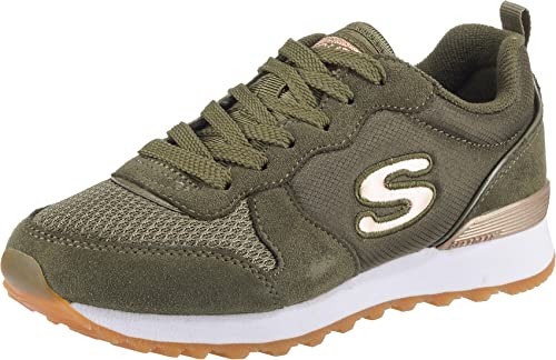 Skechers Women's RETROS-OG 85-GOLDN GURL Trainers, (Olive Suede/Nylon/Mesh/Rose Gold Trim Old), 35 EU von Skechers