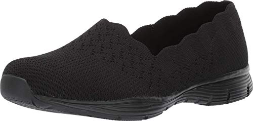 Skechers Damen Seager-Statistik Sneaker zum Reinschlüpfen, Schwarz Schwarz Flachstrick BBK, 36 EU Weit von Skechers