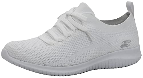 Skechers Women's Ultra Flex Statements Sneaker, White/Silver, 9 W US von Skechers