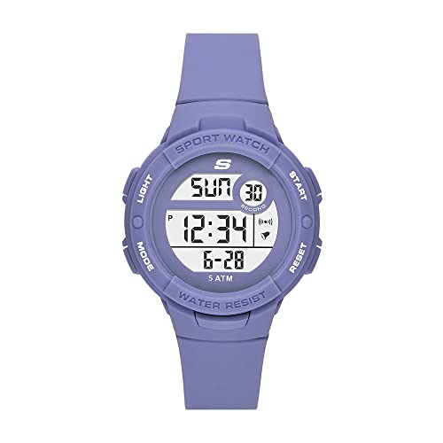 Skechers Uhr für Damen Crenshaw, Digitales Uhrwerk, 42MM Lila Polyurethan Gehäuse mit einem Polyurethan Armband, SR2132 von Skechers