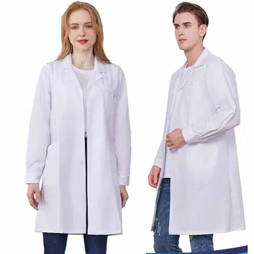 Skeerthy Labormantel Chemie Laborkittel Arztkittel Weiß Herren Damen Arbeitsmantel Langarm Baumwolle Arbeitskleidung Kittel Mantel Weiß von Skeerthy