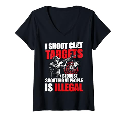 Damen I Shoot Clay Targets Skeet Shooting Clay Pigeon T-Shirt mit V-Ausschnitt Damen I Shoot Clay Targets Skeet Shooting Clay Pigeon T-Shirt mit V-Ausschnitt von Skeet Shooting Clay Pigeon Design