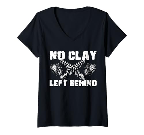 Damen No Clay Left Behind Skeet Shooting Clay Pigeon T-Shirt mit V-Ausschnitt Damen No Clay Left Behind Skeet Shooting Clay Pigeon T-Shirt mit V-Ausschnitt von Skeet Shooting Clay Pigeon Design