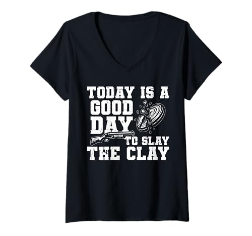 Damen Today is A Good Day Skeet Shooting Clay Pigeon T-Shirt mit V-Ausschnitt Damen Today is A Good Day Skeet Shooting Clay Pigeon T-Shirt mit V-Ausschnitt von Skeet Shooting Clay Pigeon Design