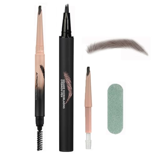 Augenbrauenstift, Microblading Augenbrauenstift Set, Klingenspitze + quadratische Spitze, austauschbarer Kern, für natürliche haarähnliche Augenbrauen, Grau Schwarz Augenbrauenstift, Microblading Augenbrauenstift Set, Klingenspitze + quadratische Spitze, austauschbarer Kern, für natürliche haarähnliche Augenbrauen, Grau Schwarz von Skeiyo