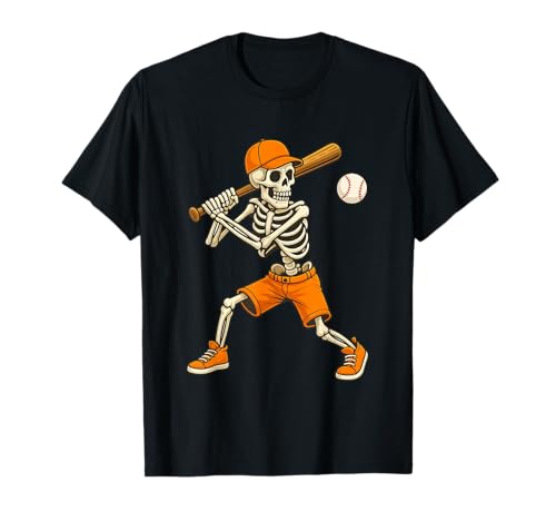 Lustiges Skelett Batting Baseball Halloween Jungen Herren Kinder T-Shirt von Skeleton Baseball Halloween Boys Tees