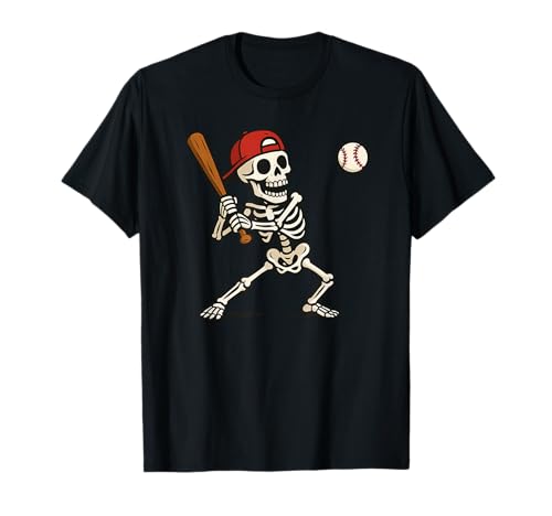Funny Skeleton Batting Baseball Halloween Men Women Kids T-Shirt von Skeleton Baseball Halloween Costume Tee
