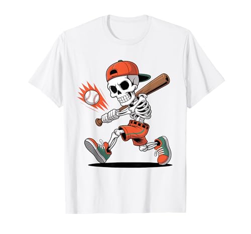 Lustiges Skelett Batting Baseball Halloween Jungen Herren Kinder T-Shirt von Skeleton Baseball Halloween Funny Boys Men Kids