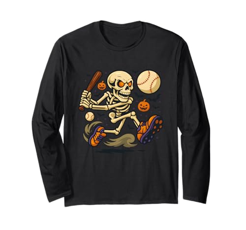 Halloween Skelett Sport Spieler Lustig Baseball Jungen Herren Langarmshirt von Skeleton Baseball Player Coach Halloween