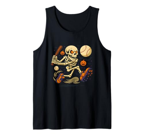 Halloween Skelett Sport Spieler Lustig Baseball Jungen Herren Tank Top von Skeleton Baseball Player Coach Halloween