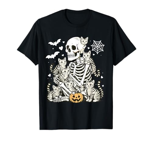 Skelett Katze Schädel Kitty Niedlich Halloween Männer Frauen Kinder Goth T-Shirt Skelett Katze Schädel Kitty Niedlich Halloween Männer Frauen Kinder Goth T-Shirt von Skeleton Cat Skull Kitty Goth Halloween Outfit Tee